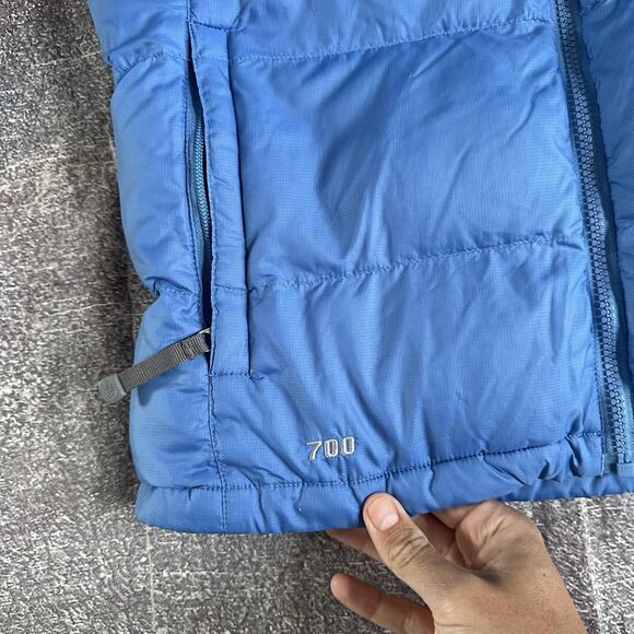 Women's Vintage Y2K The North Face 700 Down Nuptse Blue Puffer Vest Jacket Sz M - Picture 2 of 4